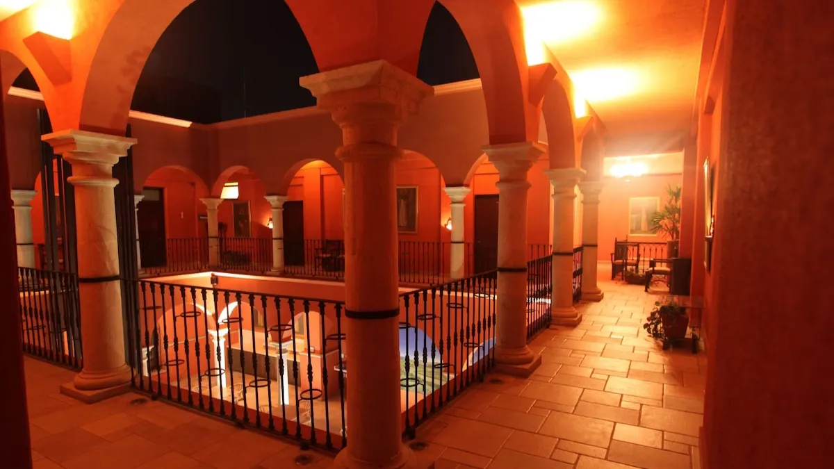Interior Courtyard Area of Hotel Casona Oaxaca By Night Taken From The 1st Floor