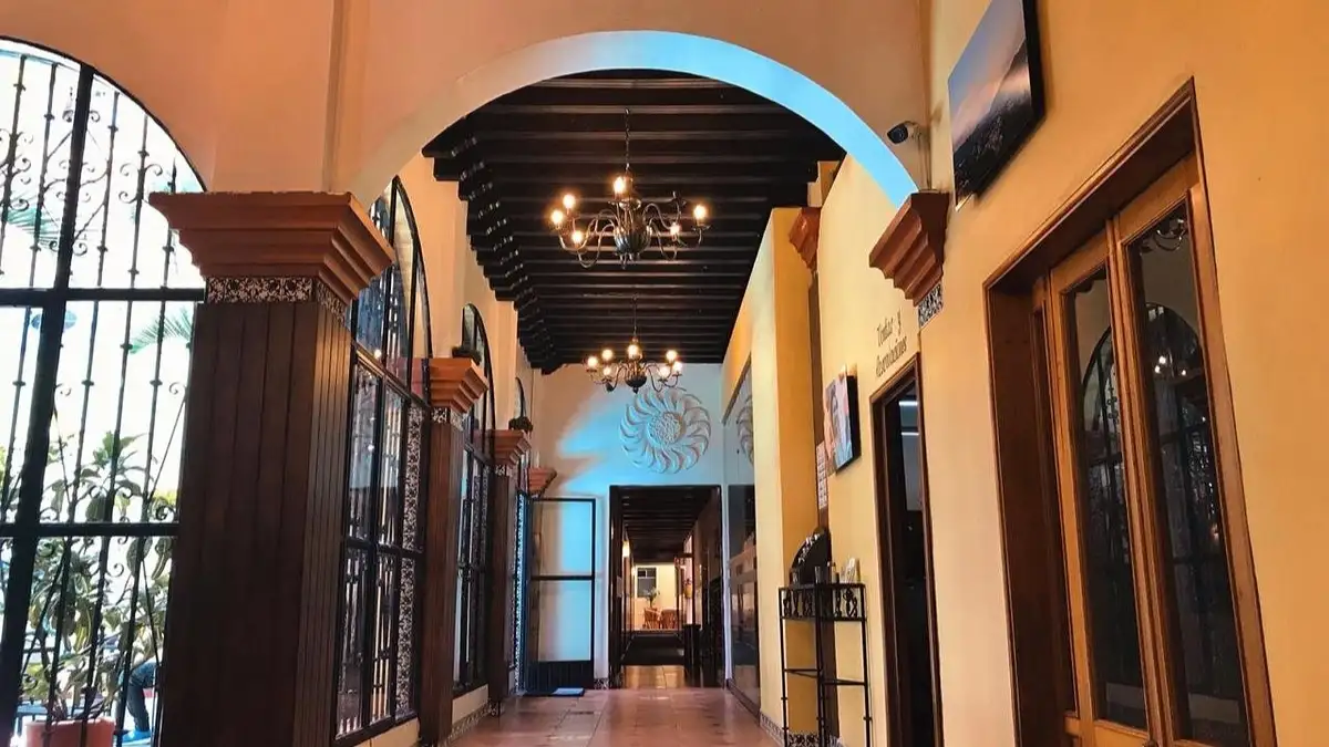 The beautiful interior hallways of Oaxaca Real Hotel