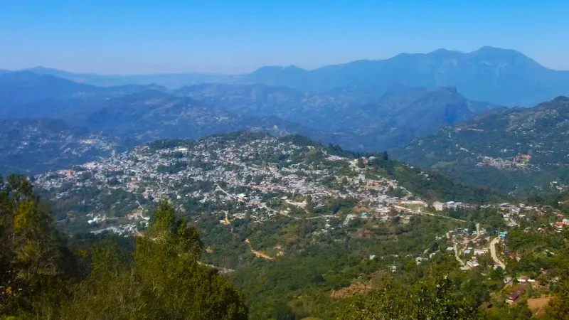View of Huautla de Jimenez in Oaxaca, Mexico, from the Cerro de Adoracion