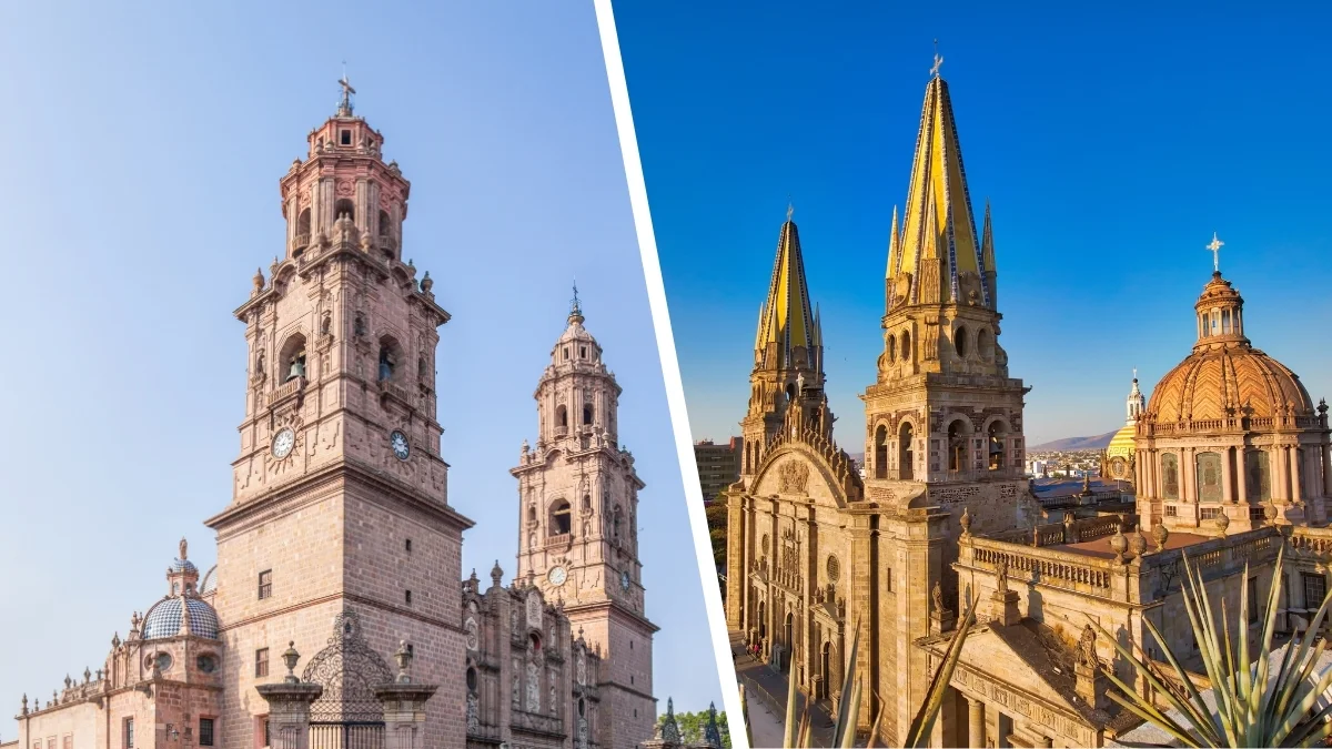 Morelia to Guadalajara - Morelia Cathedral and the Guadalajara Cathedral